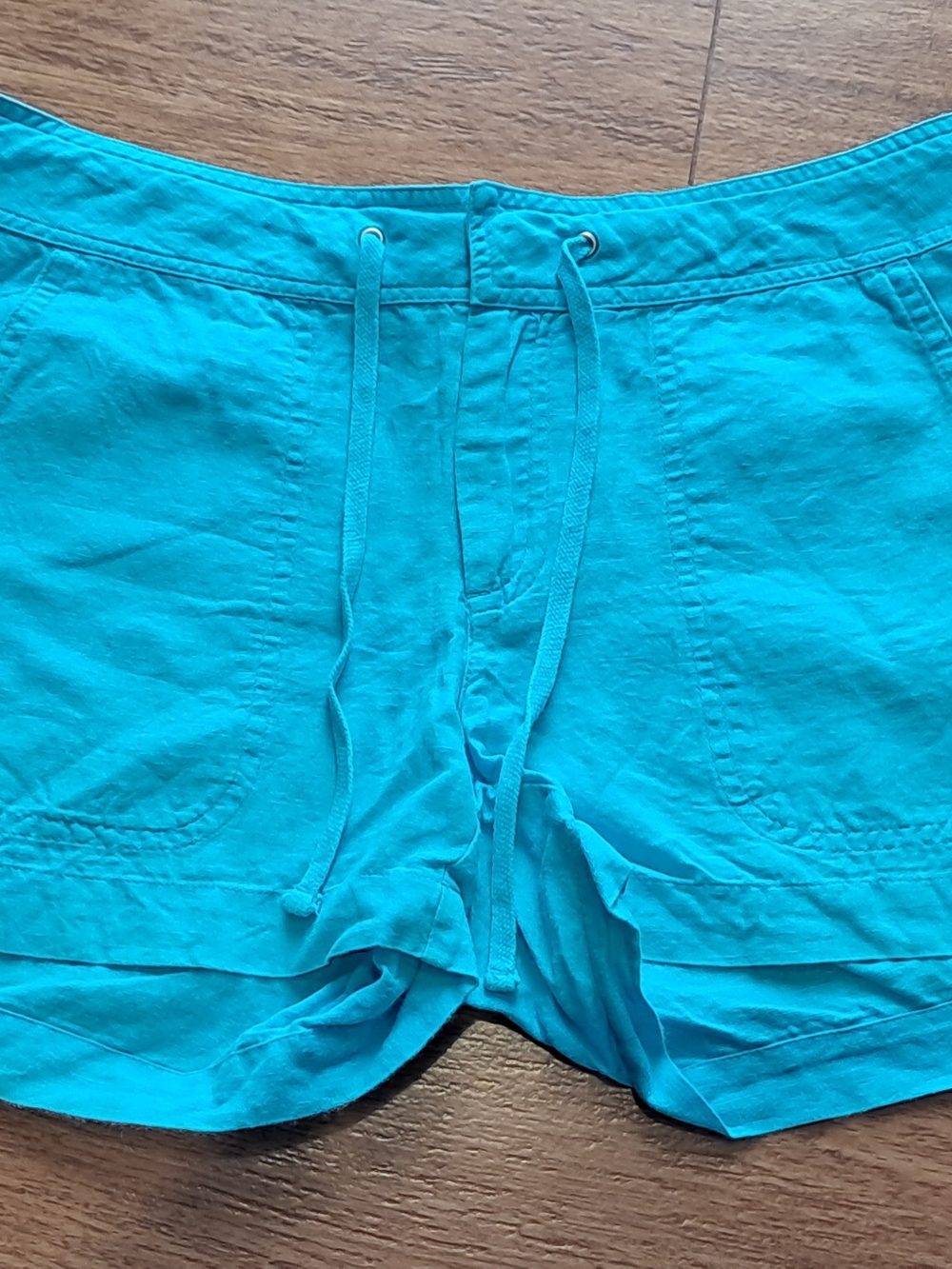 Banana Republic Turquoise Drawstring Linen Shorts
